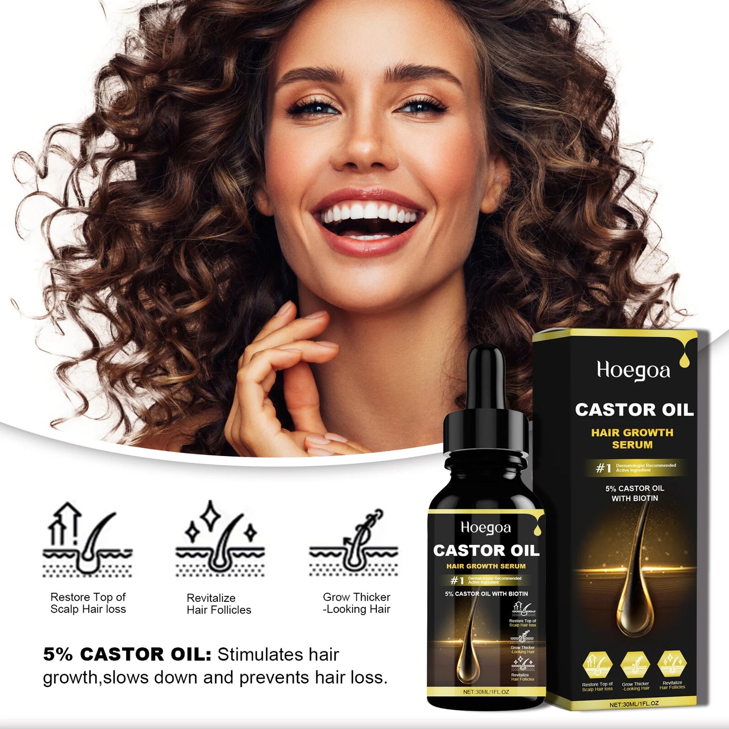 Hoegoa Castor Oil Hair Thickening Care Oil (30ml)