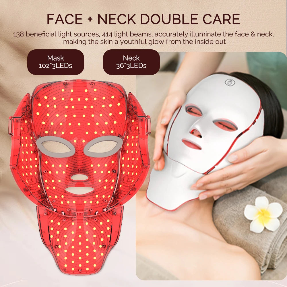 LED Facial & Neck Light Therapy Mask