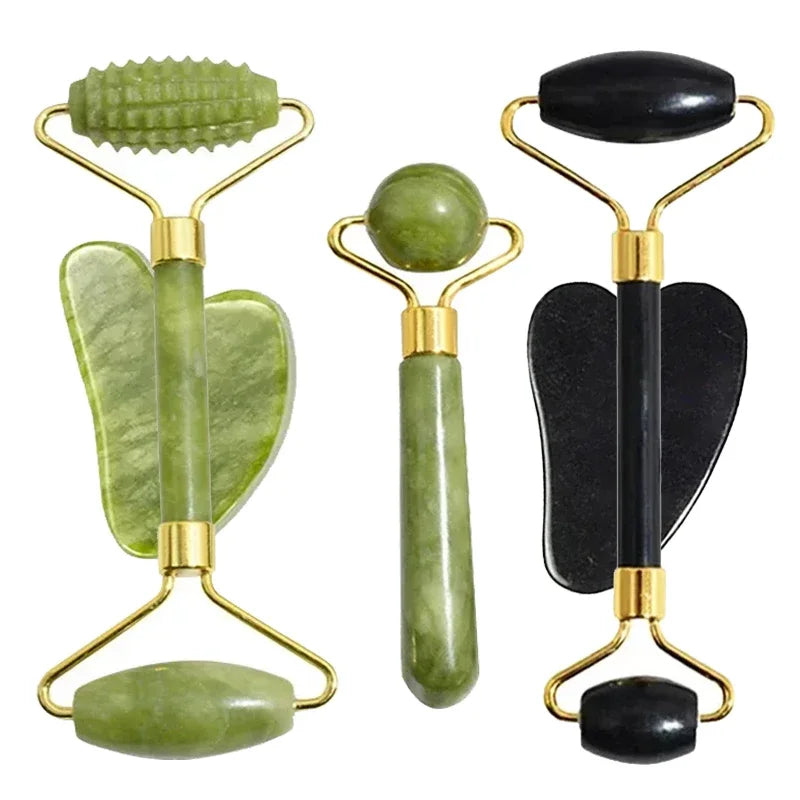 Natural Jade Roller & Gua Sha Massage Set