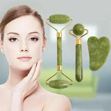 Natural Jade Roller & Gua Sha Massage Set