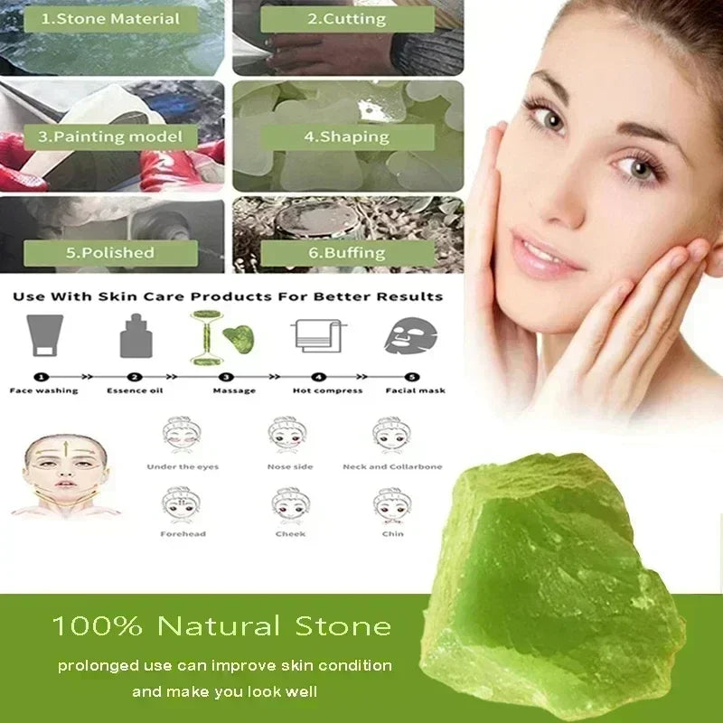 Natural Jade Roller & Gua Sha Massage Set