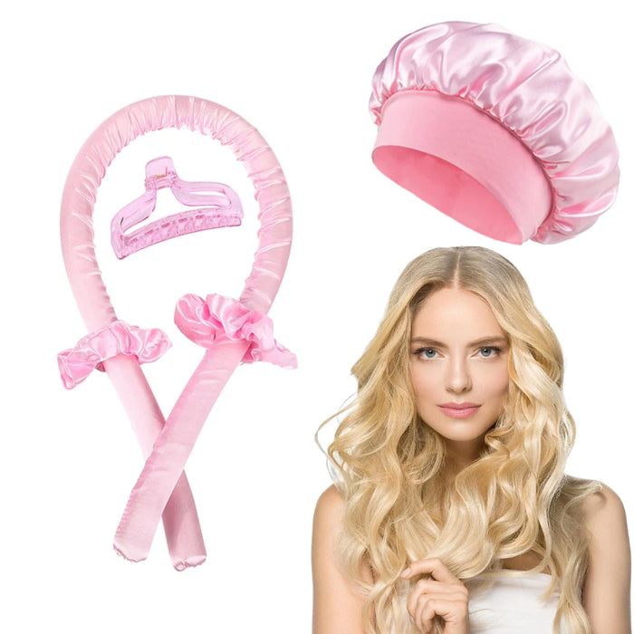 Heatless Satin Curling Rod Headband & Bonnet Set